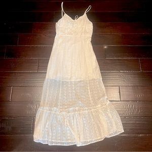 EUC Urban Outfitters White Lace Midi Dress Size L Bridal Bride Rehearsal Dinner